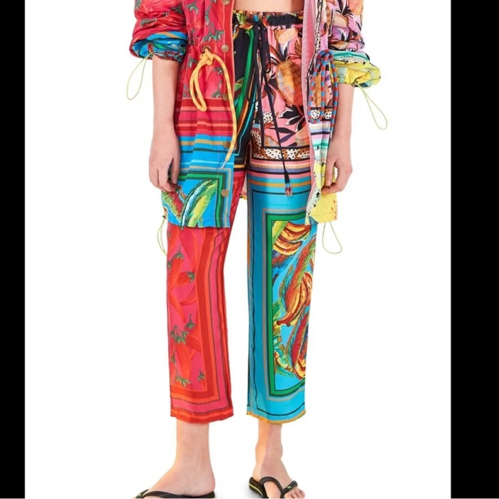Farm Rio Mixed Print Scarf Pants - Picture 1 of 4